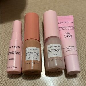 4 Glow Recipe Samples Brand new hue drops, dew drops, sunscreen, fine mist
